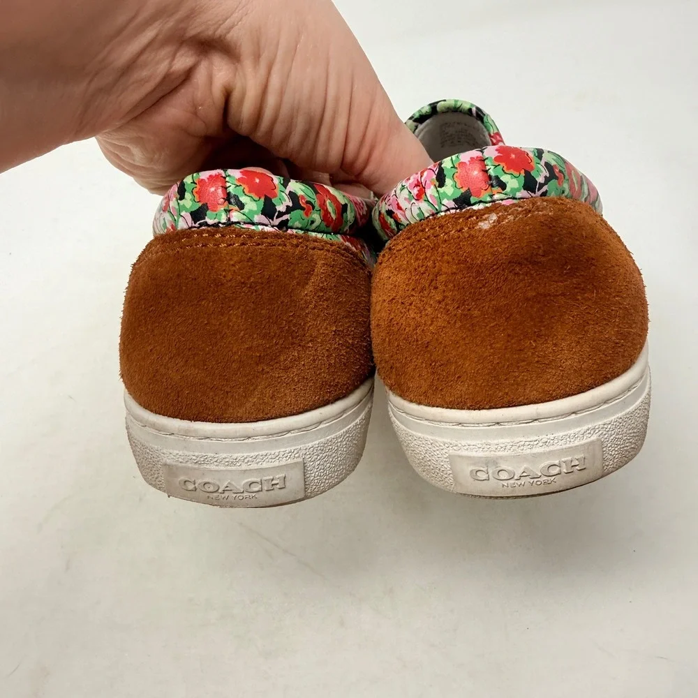 Coach Mixed Print Slip On Sneakers Floral Animal Print Leather Size 7.5 Eclectic - Picture 5 of 9